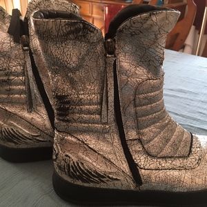 Robin's Jean Men's Hi Top Crackle Silver Size 10